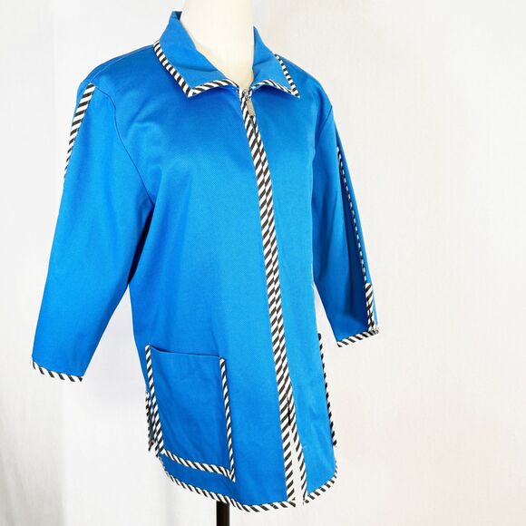 Bob Mackie | NWT | Wearable Art | Blue with Flower Bouquet in Pocket | Sz L - Picture 8 of 10